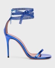 Amina Muaddi Giorgia Metallic Crystal-Chain Sandals Neiman Marcus at Neiman Marcus