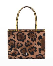 Amina Muaddi Super Amini Gilda Leopard-Print Top-Handle Bag at Neiman Marcus