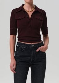 Amina Polo Shirt in Mahogany Citizens of Humanity at Citizens of Humanity