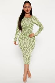 Amina Sweater Midi Dress - Greencombo Fashion Nova at Fashion Nova