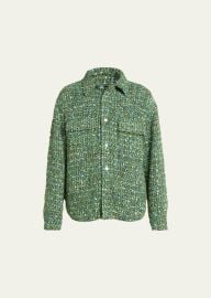 Amiri Boucle Snap Front Overshirt at Bergdorf Goodman