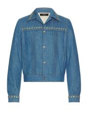 Amiri Crystal Pleated Cadet Jacket in Retro Indigo FWRD at FWRD