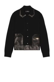 Amiri Leather Patch MA Cardigan in Black FWRD at FWRD