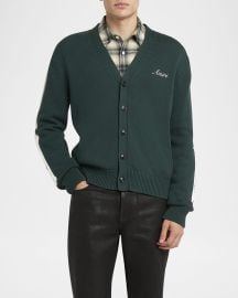 Amiri Menx27s Bone Applique Cardigan at Neiman Marcus