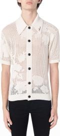 Amiri Menx27s Floral Mesh Polo Shirt at Neiman Marcus
