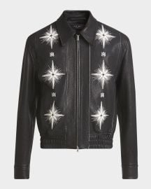 Amiri Menx27s Starburst Leather Blouson Jacket at Neiman Marcus