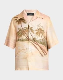 Amiri Palms Printed Silk Camp Shirt at Neiman Marcus