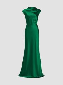 Amsale Satin High Cowlneck A-Line Gown | Saks Fifth Avenue at Saks Fifth Avenue