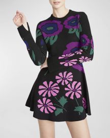 Amur Nataly Fit Flare Merino Wool Minidress at Neiman Marcus