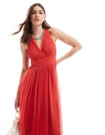 Anaya wrap front open back midaxi dress in red at ASOS