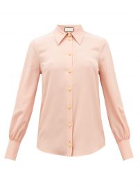 Anchor-button silk-crepe blouse at Matches