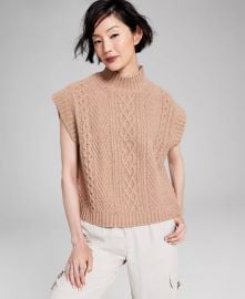 And Now This Womens Cable-Knit Mock-Neck Sleeveless Sweater - Macys at Macys