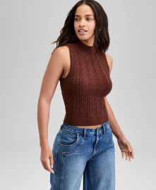 And Now This Womens Mock-Neck Cable-Knit Sweater Tank Top Exclusively at Macys - Macys at Macys