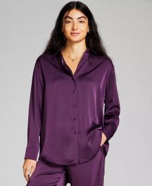 And Now This Womens Satin Collared Long-Sleeve Shirt Reviews - Tops - Women - Macys at Macys