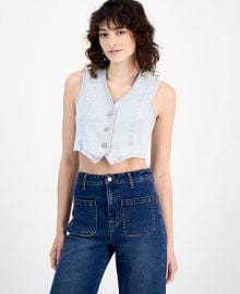 And Now This Womens Striped Button-Front Denim Vest Exclusively at Macys - Macys at Macys