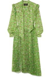 Andersson Bell - Scarf-detail pleated floral-print crepe midi dress at Net A Porter