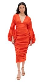 Andrea Iyamah Anida Midi Cotton Dress Red Coral XXL at Shopbop