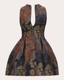 Andrea Iyamah Venti Pleated Jacquard Mini Dress OLIVELA at Olivela