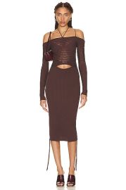 Andreadamo Ribbed Knit Midi Dress in Nude FWRD at Forward