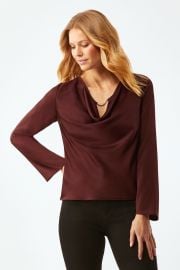 Andrews Draped Blouse - Mahogany Ecru at Ecru