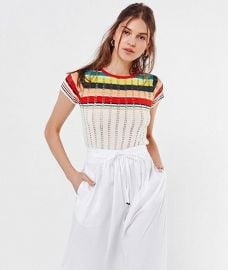 Angele Striped Pointelle Sweater Tee by Urban Outfitters at Urban Outfitters