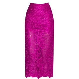 Angelika Jozefczyk Orchidea Lace Skirt in Fuchsia at Wolf & Badger