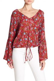 Angie   V-Neck Print Bell Sleeve Blouse   Nordstrom Rack at Nordstrom Rack