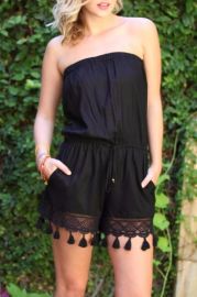 Angie Black Tassel Romper from Nashville by JeweLL Fashion Obsession  at Shoptiques