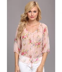 Angie Printed Chiffon Top Pink at 6pm