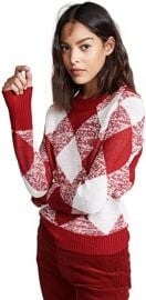 Angle Checkered Gingham Crewneck Soft Sweater Top at Amazon