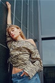 Animal Print Asymmetric Top at Zara