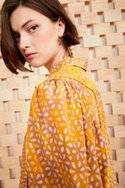 Aninda Blouse - Citrine Yellow Floral Ulla Johnson at Ulla Johnson