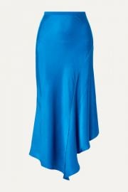 Anine Bing - Bailey asymmetric silk-charmeuse midi skirt at Net A Porter