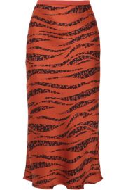 Anine Bing - Bar printed silk-satin midi skirt at Net A Porter