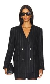 Anine Bing Maron Blazer In Dark Grey Pinstripe at Revolve