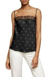 Anine Bing Monroe Lace Trim Silk Camisole at Nordstrom