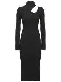 Anine Bing Victoria cutout ribbed cotton turtleneck midi dress at Luisaviaroma