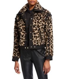 Anita Faux-Fur Snap-Front Jacket by Veronica Beard at Neiman Marcus