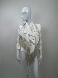 Ann Demeulemeester White Tasseled Silk Jacket - Rellik at Rellik