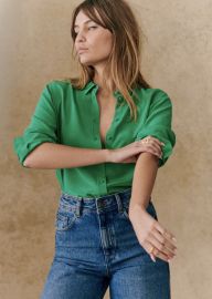 Ann Shirt - Bright green - Silk - Szane at Sezane