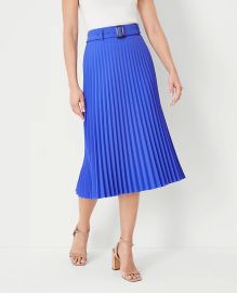 Ann Taylor Belted Pleated Midi Skirt at Ann Taylor