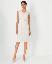 Ann Taylor Belted V Neck Sheath Dress in Plaid at Ann Taylor