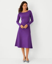 Ann Taylor Boatneck Sweater Dress in Vibrant Thistle at Ann Taylor