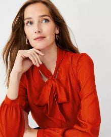 Ann Taylor Chain Jacquard Tie Neck Top at Ann Taylor