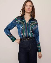 Ann Taylor Chain Link Print Satin Essential Shirt at Ann Taylor