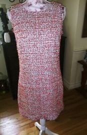 Ann Taylor Cute Fringe Trimmed Tweed Sheath Dress Red Sleeveless Size 8 eBay at eBay