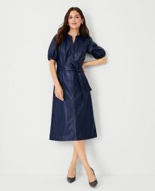 Ann Taylor Faux Leather Belted Dress at Ann Taylor