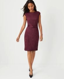 Petite Ann Taylor Faux Suede Belted Sheath Dress at Ann Taylor