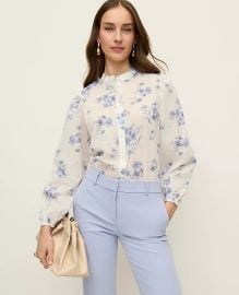 Ann Taylor Floral Embroidered Collar Blouse in Winter White at Ann Taylor