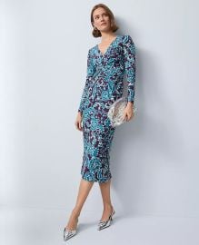 Ann Taylor Floral V Neck Knit Dress in Aubergine Dream at Ann Taylor